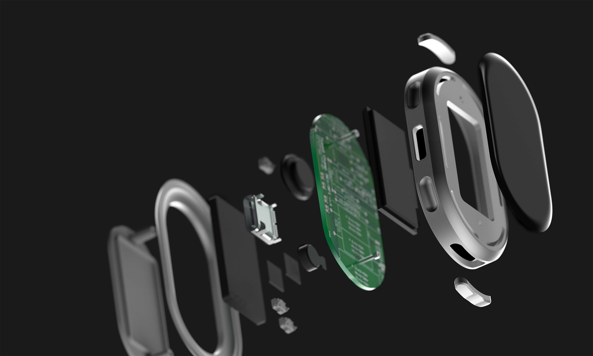 Exploded view of the nano receiver and the previously mentioned parts.